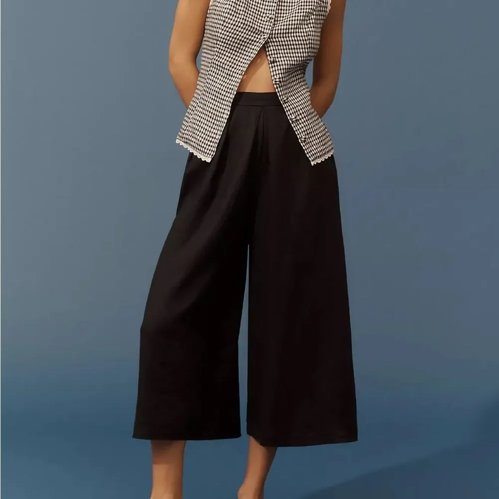NWT By Anthropologie Linen Pleated Culotte Trouser Pants size medium - Picture 3 of 8